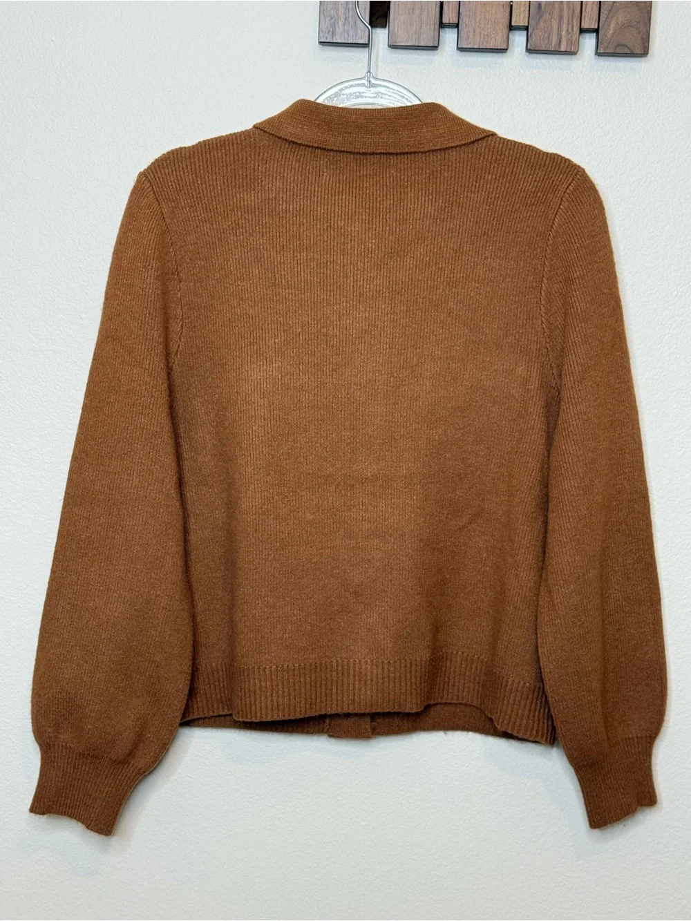 LOFT Chunky Ribbed Knit Collared Rust Button-Front Pocket Cardigan size XL